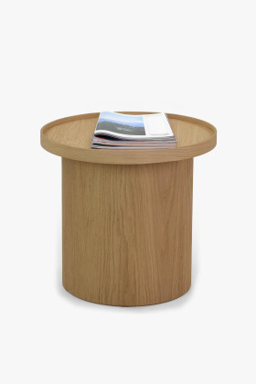 Dubový konferenčný stolík dub biely, Ø 45 ​​cm